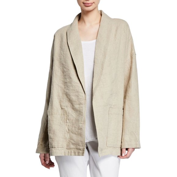 EILEEN FISHER Organic Linen Shawl Collar Jacket - NWT - Size XXS - Picture 1 of 4